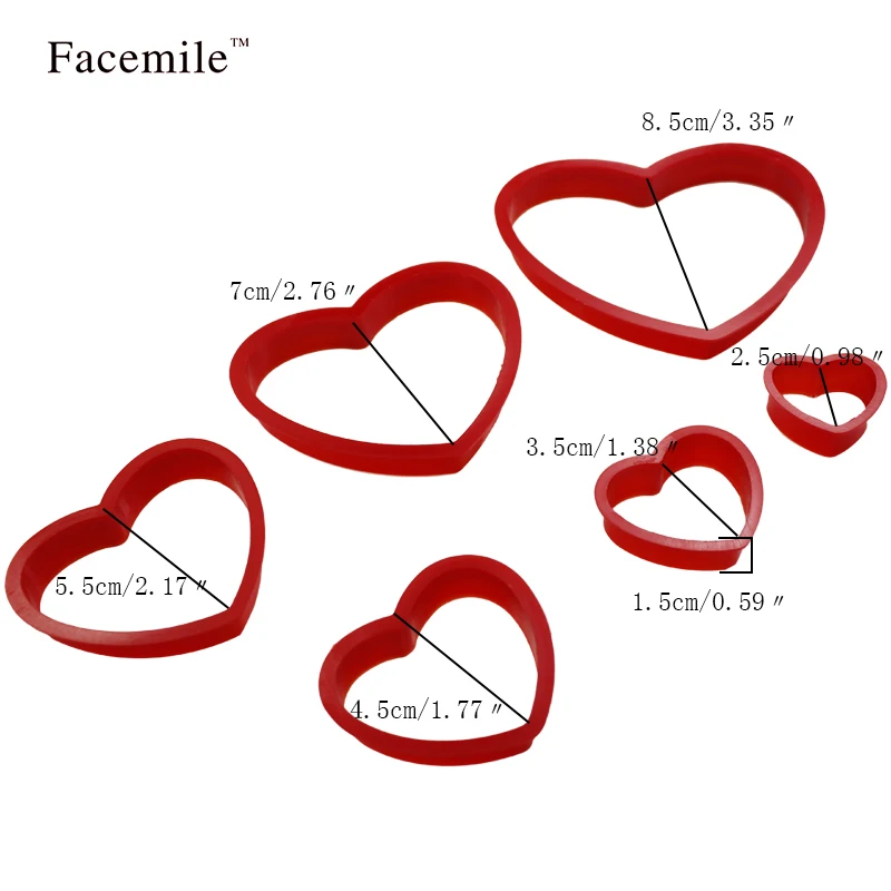 Facemile 6 шт./компл. Любовь Пластик сердце пресс печенье резак набор помадка Sugarcraft