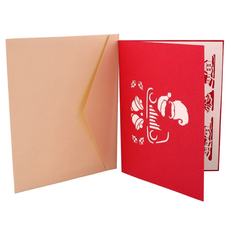 3D Handmade 2019 Christmas Elk Santa Claus Red Car Paper Invitation Greeting Cards PostCard New Year Relative Friends Kids Gift |