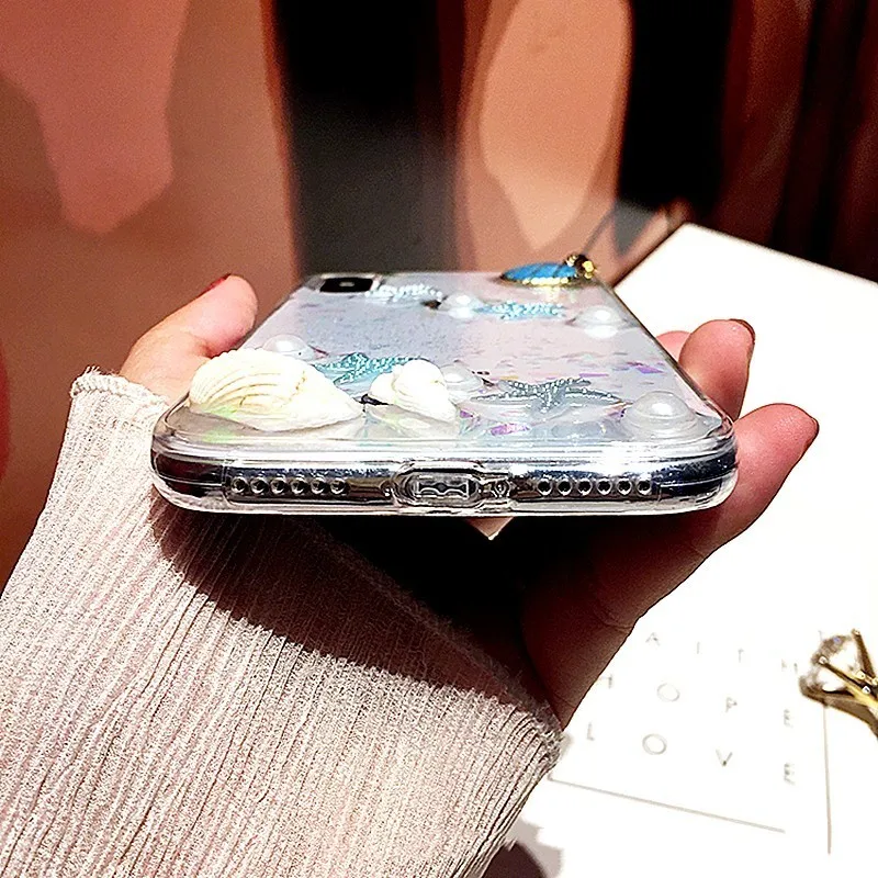 Для iPhone XS чехол для MAX XR Милые 3D жемчужные раковины кисточки Мягкие силиконовые