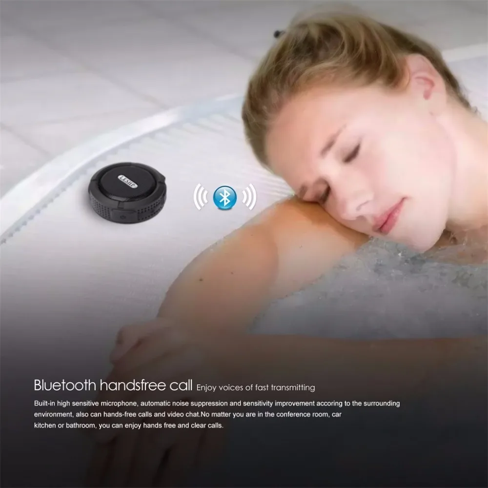 Беспроводной bluetooth-динамик LESHP с громкой связью и присоской водонепроницаемый