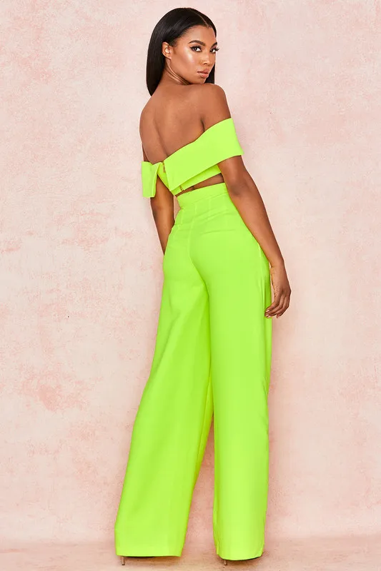 

High Quality Green Off The Shoulder 2 Pieces Set Fashion Set Cocktail Party Set