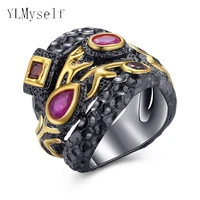 big black rings women jewellery aneis feminino multi colorful crystal anel preto anillos aneis bague jewelry finger ring