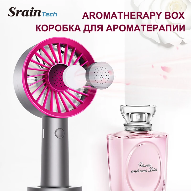 SrainTech Портативный перезаряжаемый портативный мини вентилятор с ароматерапией