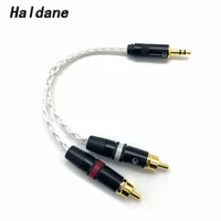 free shipping haldane 3 5mm stereo to 2 rca male audio adapter cable 8 cores 7n occ copper silver plated audio cable