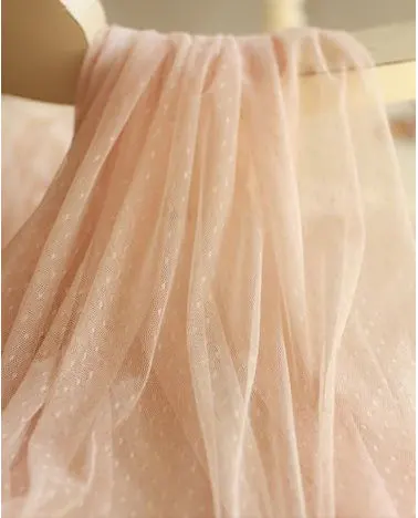 

3 Yards Tulle Fabric in Peach Pink Black And Ivory, Mesh With Dots Baby Tutu