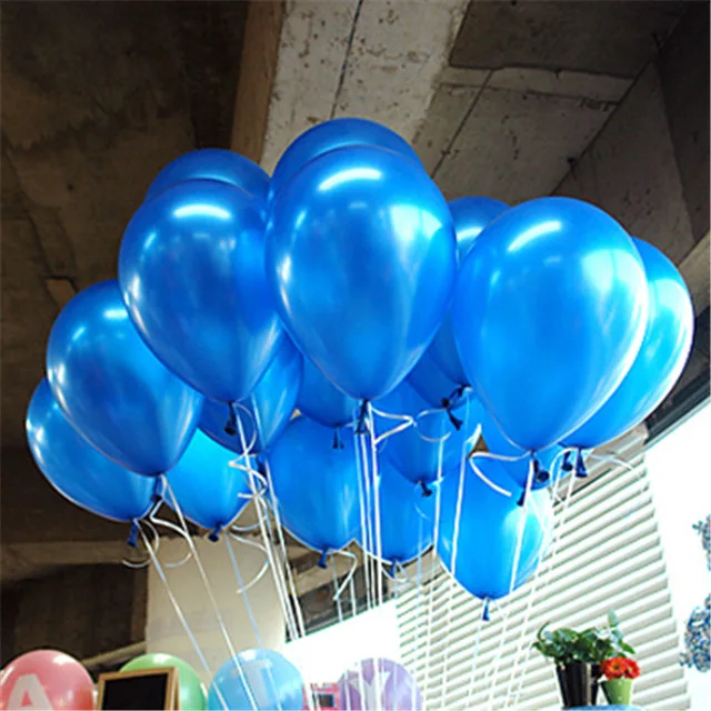 Blue 100 шт/партия 10 дюймов 1,2 г/шт. розовый синий латексный шар жемчужные шарики Anniversaire Свадебная вечеринка из воздушных шаров для дня рождения игрушки globos оптом - Цвет: Blue