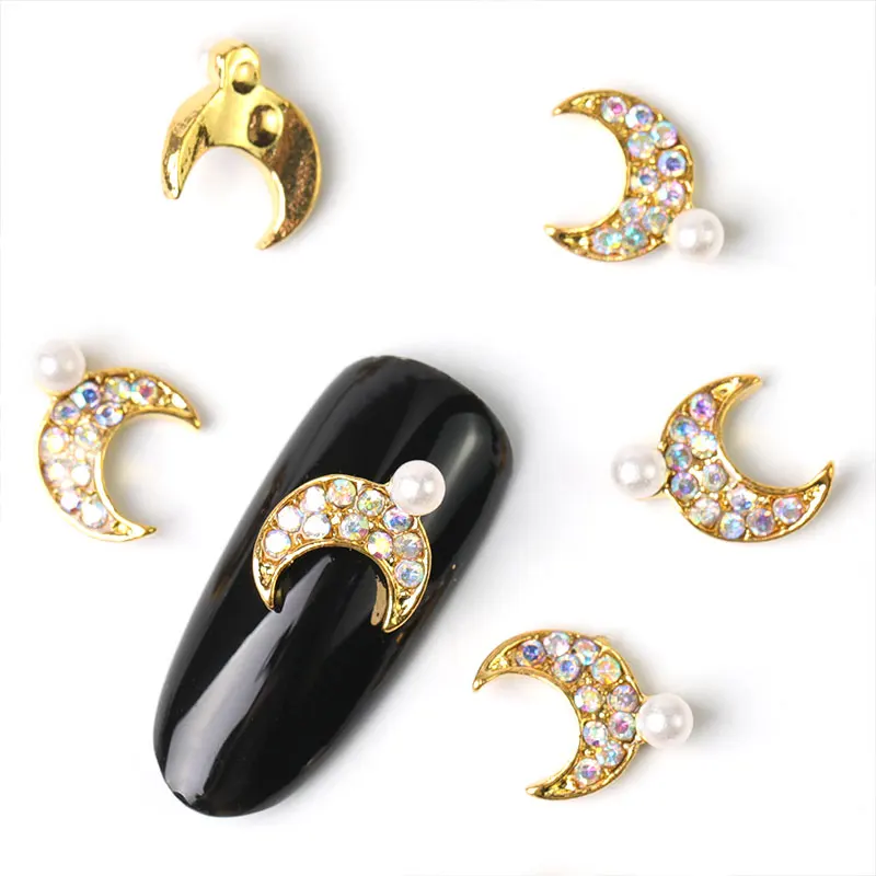 

2019 new 10 pieces crystal bright pearl nail rhinestone alloy Nail Art decorations glitter DIY 3D nail jewelry pendant