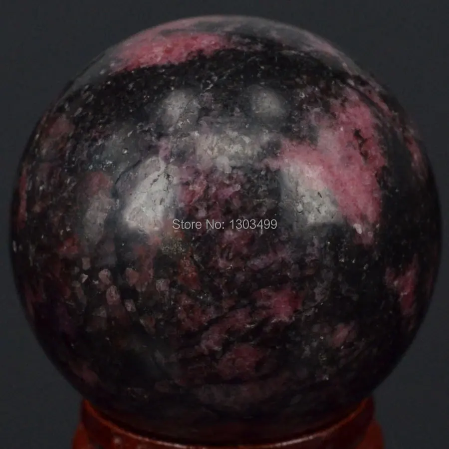 Натуральный драгоценный камень розовый и черный Rhodonite Sphere Кристальный шар чакра