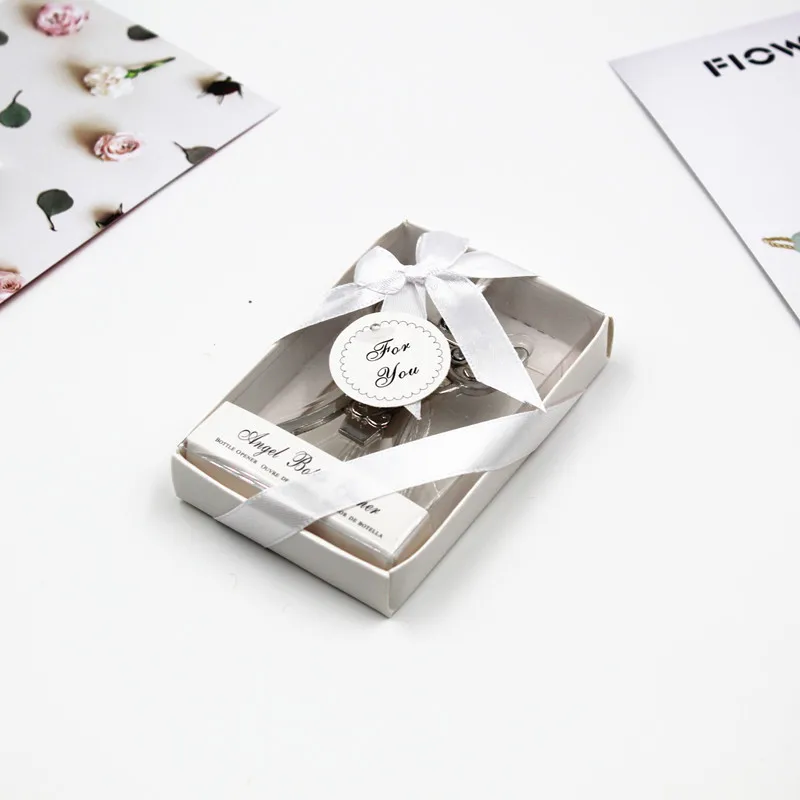 

10PCS Guardian Angel Design Bottle Opener In Gift Box Wedding Anniversary Gift Silver Angel Wine Beer Openers Baby Shower Favors