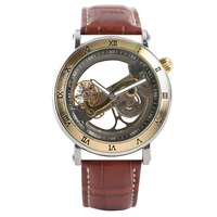 womens watch leather strap ladiess skeleton watch automatic self winding mechanical wristwatch luxury style transparent dial