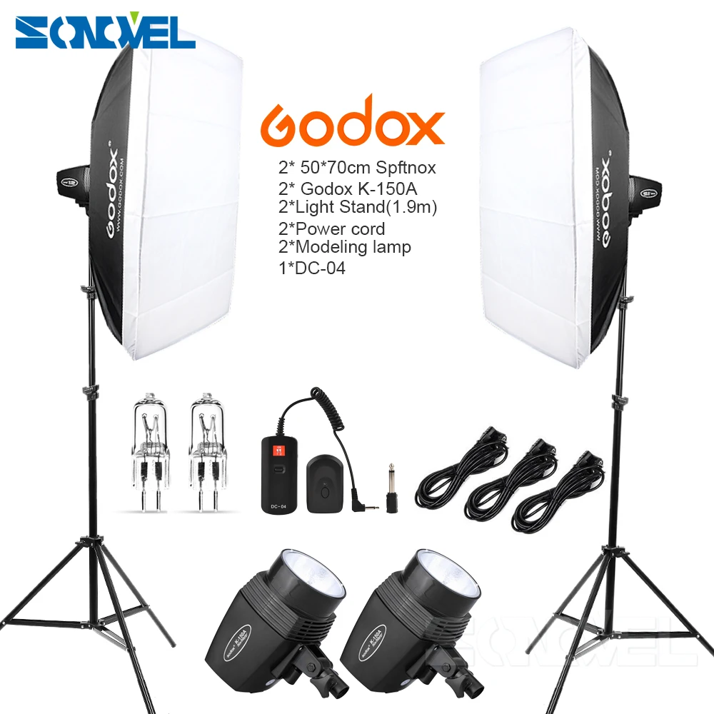 

Godox K150A 300Ws 300W 2*150Ws Studio Strobe Room Photo Studio Photography Lighting with Softbox DC-04 flash Trigger Kit