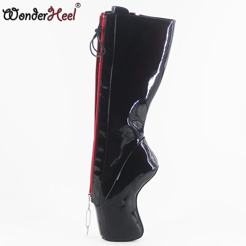 Wonderheel новые лакированные пикантные балетные сапоги до колена на очень высоком