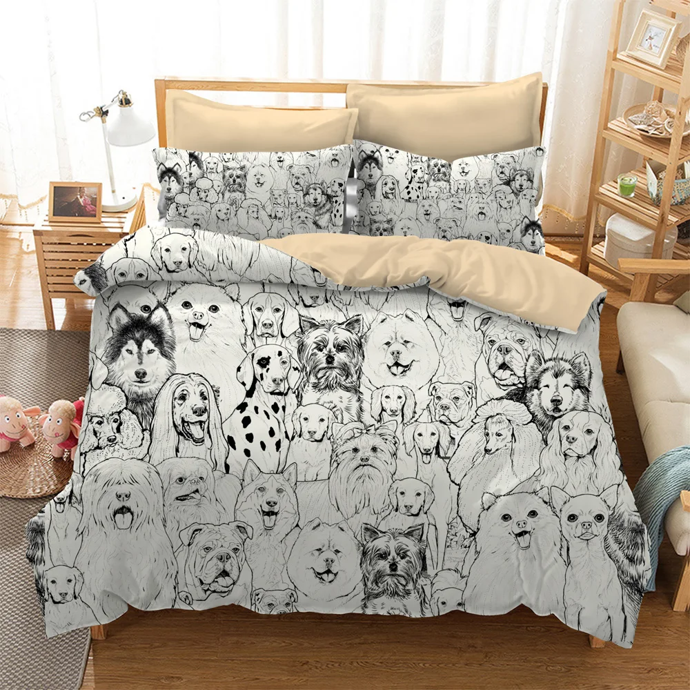 Набор пододеяльников с 3D щенком нарисованный вручную эскиз все виды рисунков