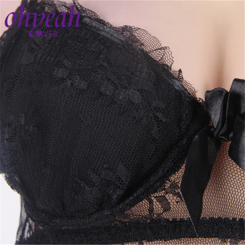 

Ohyeahlover Transparent Lace Babydoll Plus Size Women Sleepwear Black Sexy Lingerie Porno Erotic Baby Doll Mujer M-5XL RM7728