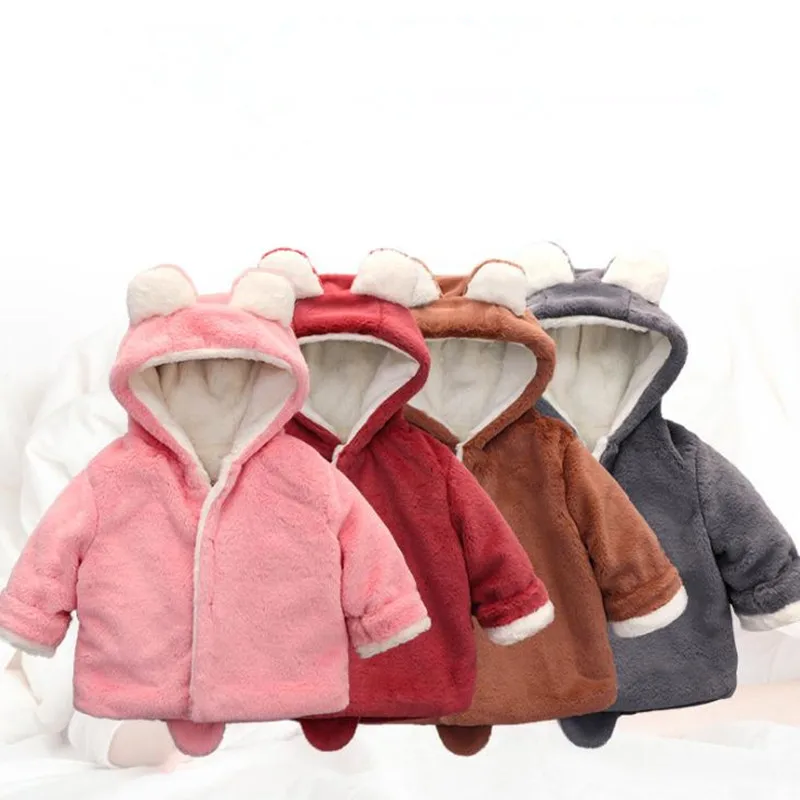 Пальто для новорожденных хлопковое пальто с капюшоном зимняя одежда маленьких