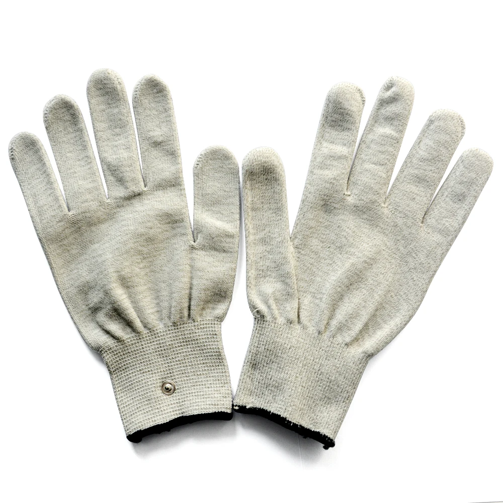 1 пара Проводящий волоконный электрод перчатки массажа десятки тысяч с гнездом DC