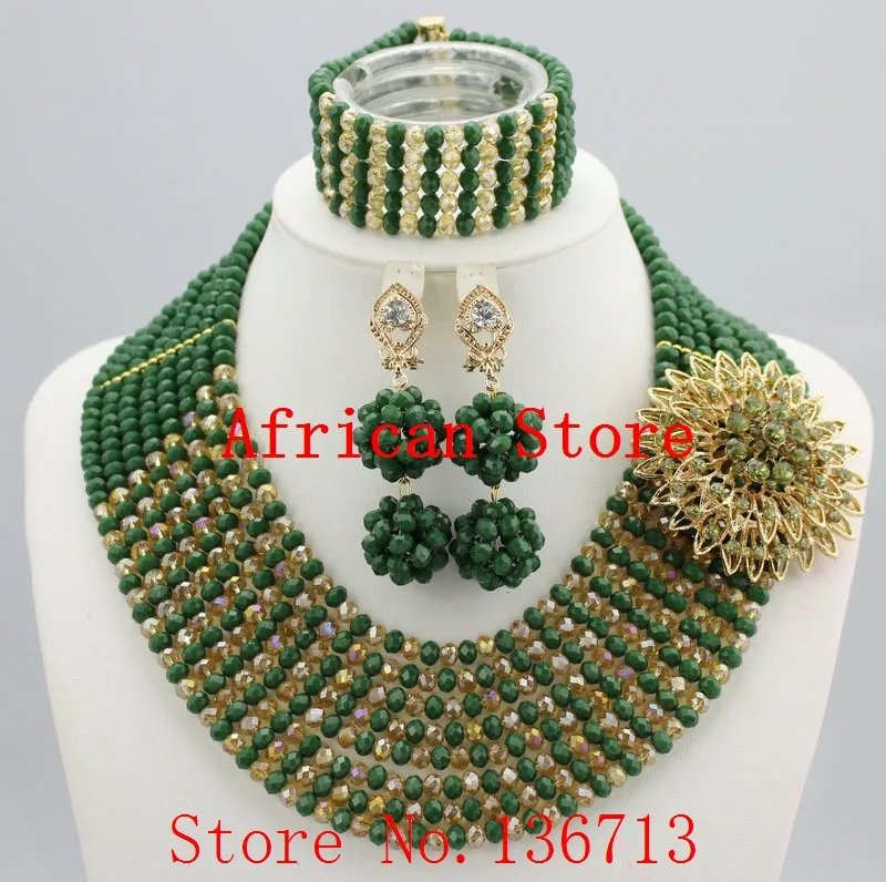 

Fashion Costume Bridal Imitation Pearl Nigerian Wedding African Beads Jewelry Set Crystal Indian Necklace and Earring set L194