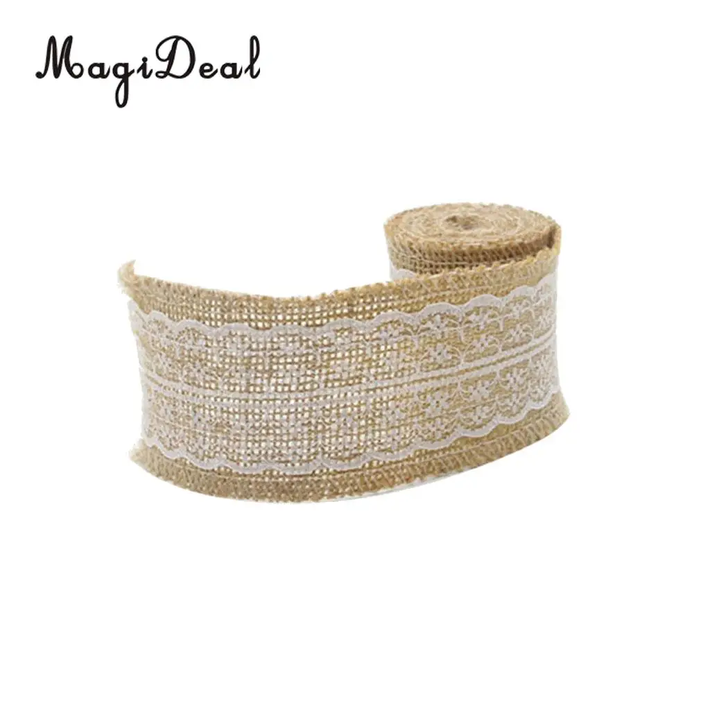 

Burlap Lace Ribbon Linen Roll Wedding Christmas Decor DIY Gift Wrapping 2.4m