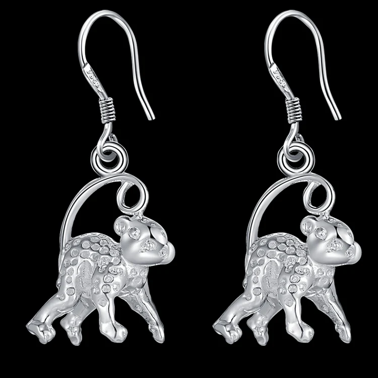 Новое поступление милые серьги-подвески с серебряным покрытием в виде обезьяны