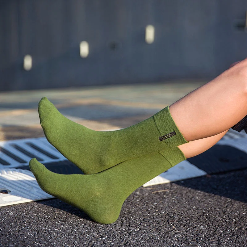Men Cotton Socks Fashion Weekly Solid Color Business Casual British Style Socks Hip Hop