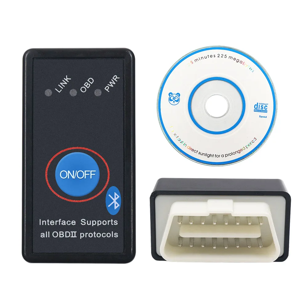 OBD2 переключатель On/Off ELM327 Bluetooth V2.1 ELM 327 сканер штрих-кода OBD 2/OBD ii протоколов