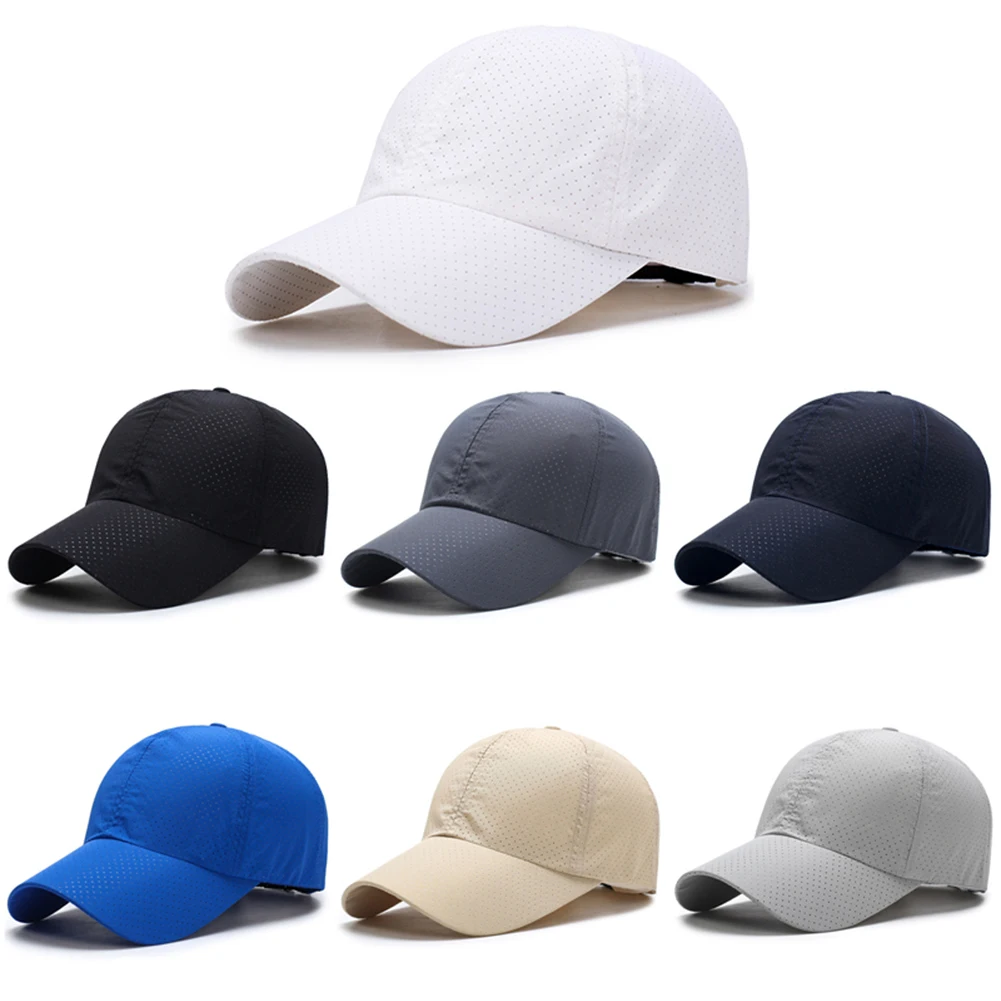 Мужская и женская однотонная летняя бейсболка Snapback быстросохнущая сетчатая