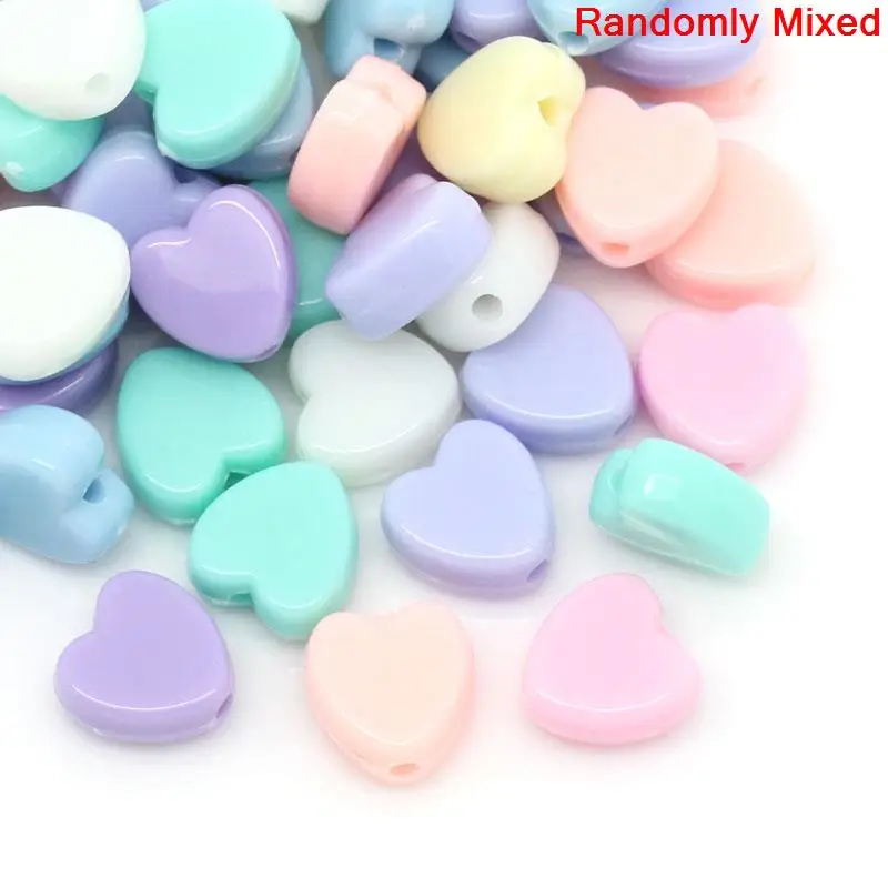 

DoreenBeads 300PCs Acrylic Pastel Beads Mixed Color Heart Beads For Diy Bracelet Necklace Jewelry Making Findings 8mm x 8mm