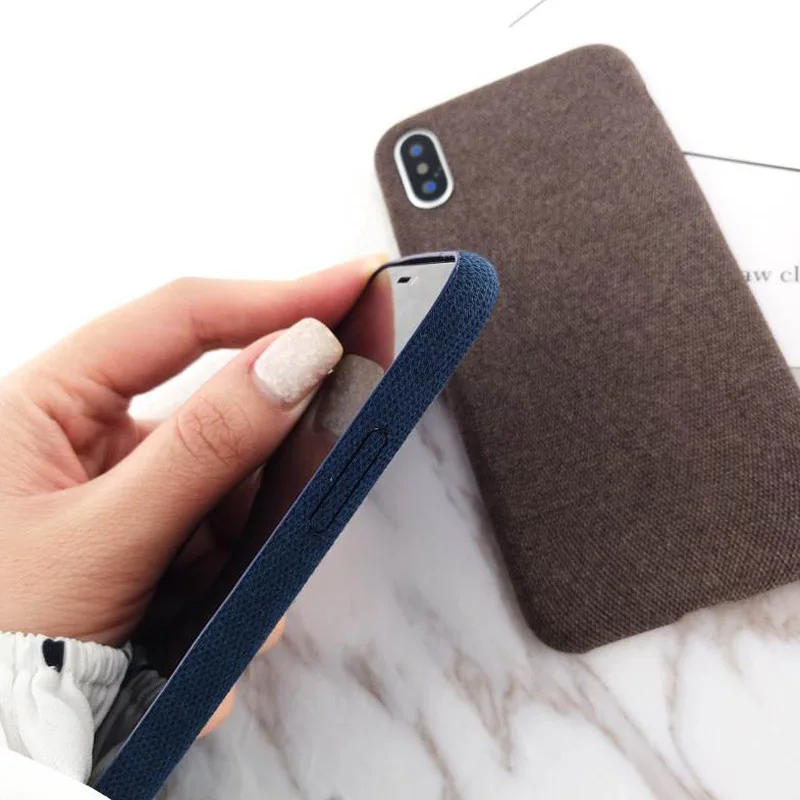 Lovebay Роскошные Плюшевые ткани мягкая задняя крышка для iPhone 7 чехол хлопок лен ткань чехол для телефона s для iPhone X 8 6 6S плюс XR XS Max