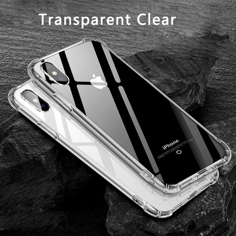 Прозрачный мягкий чехол из ТПУ для iPhone X 7 8Plus 6 6S Plus 5 SE силиконовая подушка