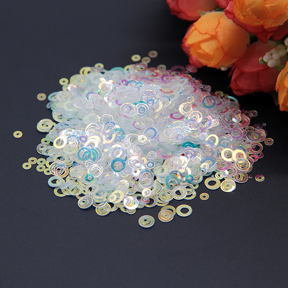 5mm Ring crystal trs 20 г Блестки 3 мм-10 мм кристально прозрачные блестки плоская чашка Слива квадратный ПВХ свободные блестки для рукоделия Швейные аксессуары - Цвет: 5mm Ring crystal trs