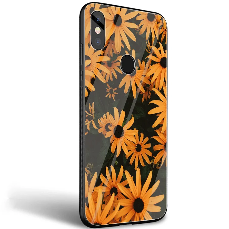 Стеклянный ТПУ чехол с подсолнухом для xiaomi 8 Lite A1 A2 9 redmi note 5 6 7 Pro 6A 4X 5X 6X Pocophone F1 |