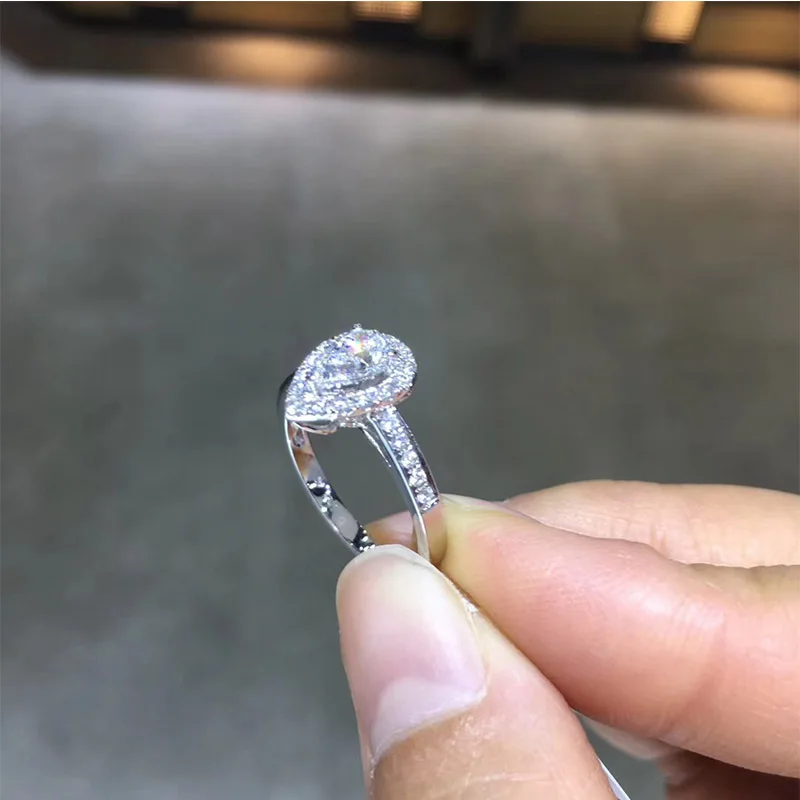 ANI 18 K Белое Золото(AU750) обручальное кольцо 0,76 CT GIA сертифицированное VS2 груша ограненное натуральным бриллиантом Женское Обручальное кольцо с камнем