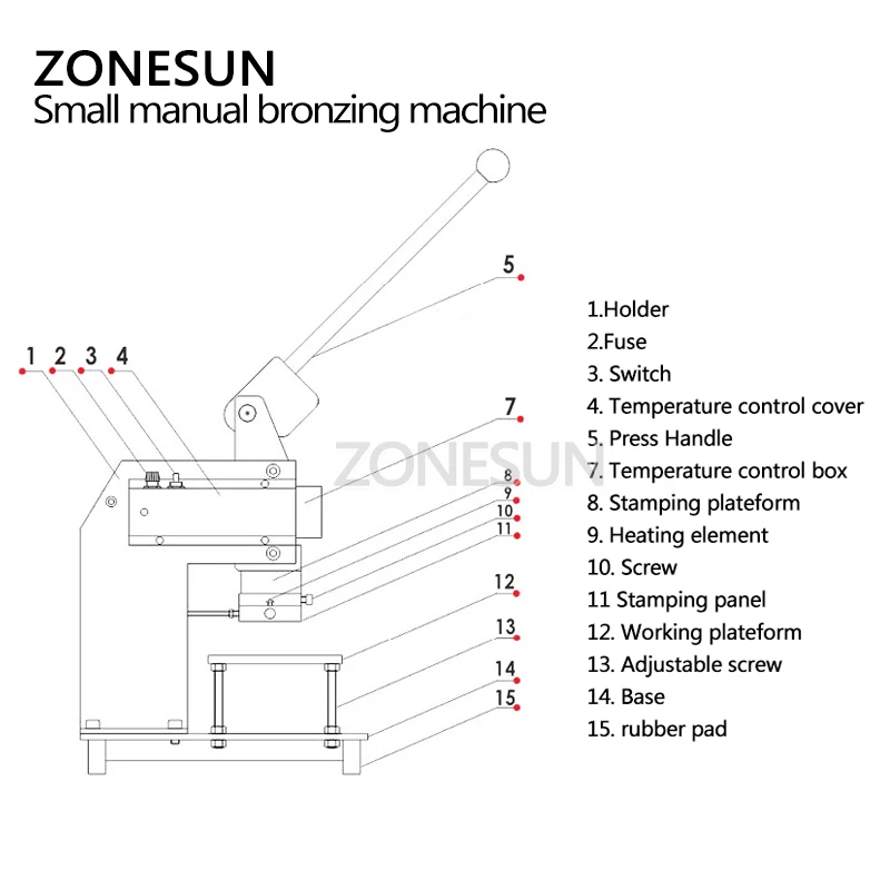 ZONESUN тепла Пресс машина ручная для горячего тиснения фольгой ключей от