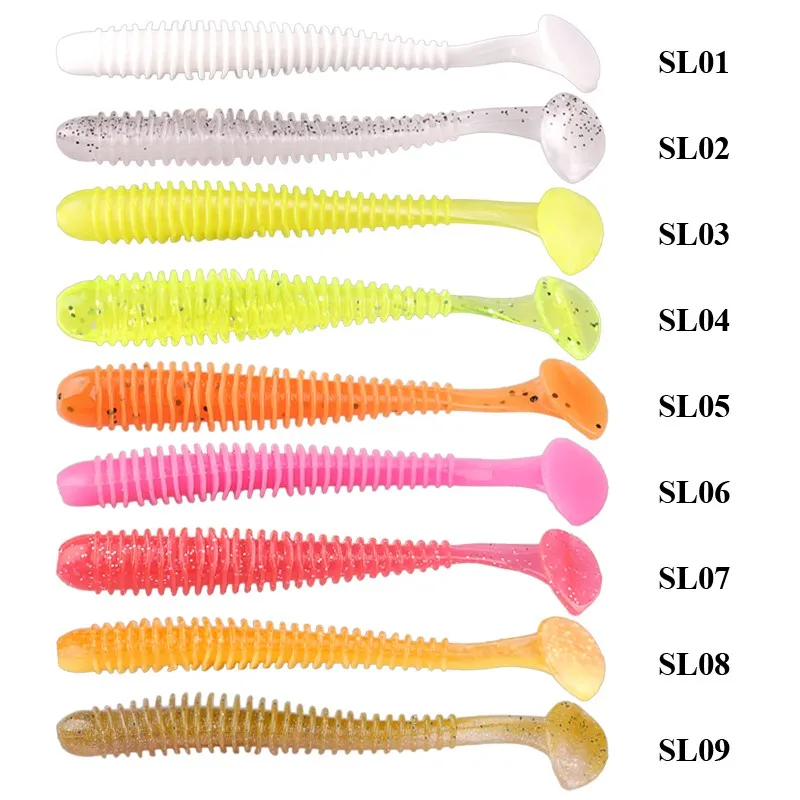 

TAF 10pcs Soft Fishing Lure 9.5cm 3.6g Silicone T Tail Soft Bait for Carp Fishing Wobblers Worm Jigging Fishing Lure Pesca Peche