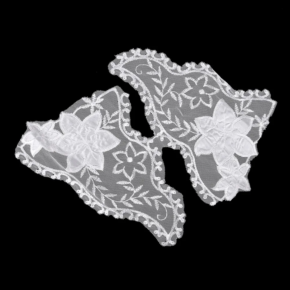 Smiry 1Pair White Butterfly Lace Embroidery Appliqued Flower Leaves Collar Fabrics for Sewing Supplies Crafts | Дом и сад