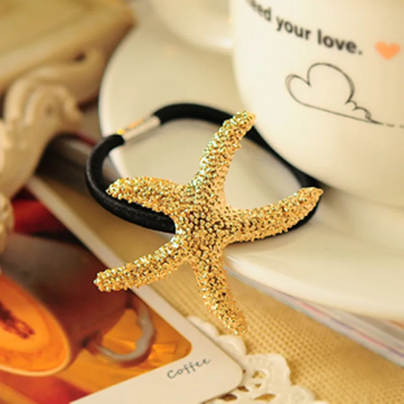 Женские резинки для волос с морской звездой золотистые/посеребренные эластичные
