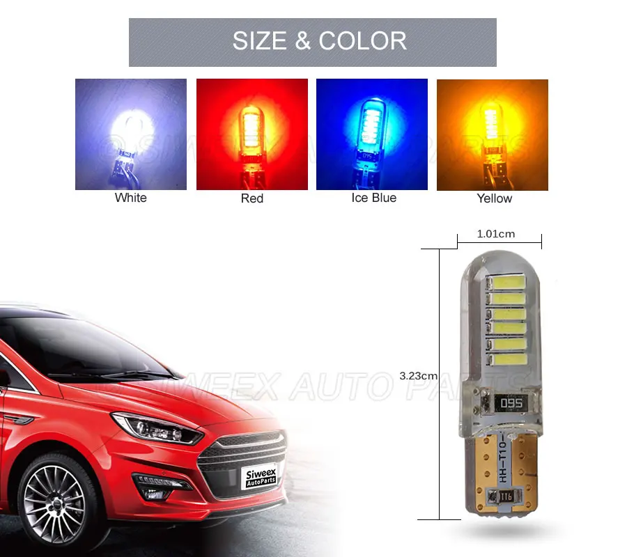 2 шт. Автомобильные светодиодные лампы T10 4014 12 SMD W5W|Сигнальная лампа| |
