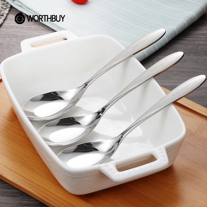 WORTHBUY 4 шт./компл. набор кухонных столовых ложек с длинной ручкой 304 десертный