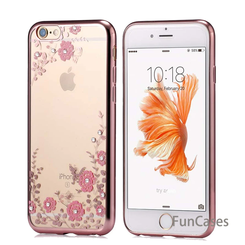 Роскошное покрытие Алмазные цветы ТПУ чистый мягкий чехол для iPhone X XS MAX XR 6 6S 7 8 Plus 5
