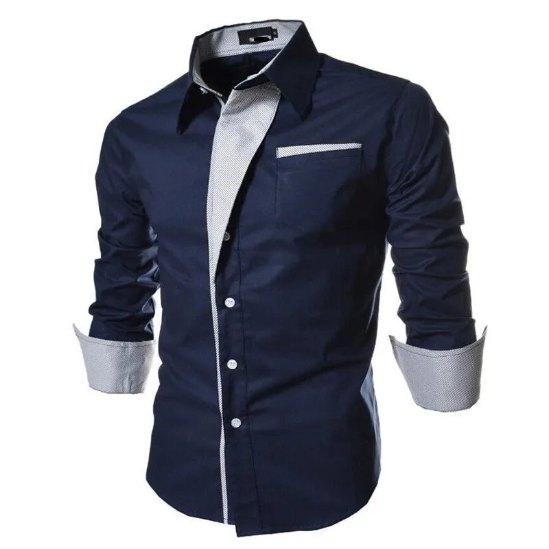 Мужская рубашка с длинным рукавом Camisa Masculina черная приталенная в Корейском стиле