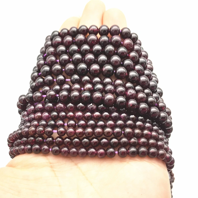 Круглые Бусины Из Натурального темно-фиолетового граната 4 мм 5 6 хорошего