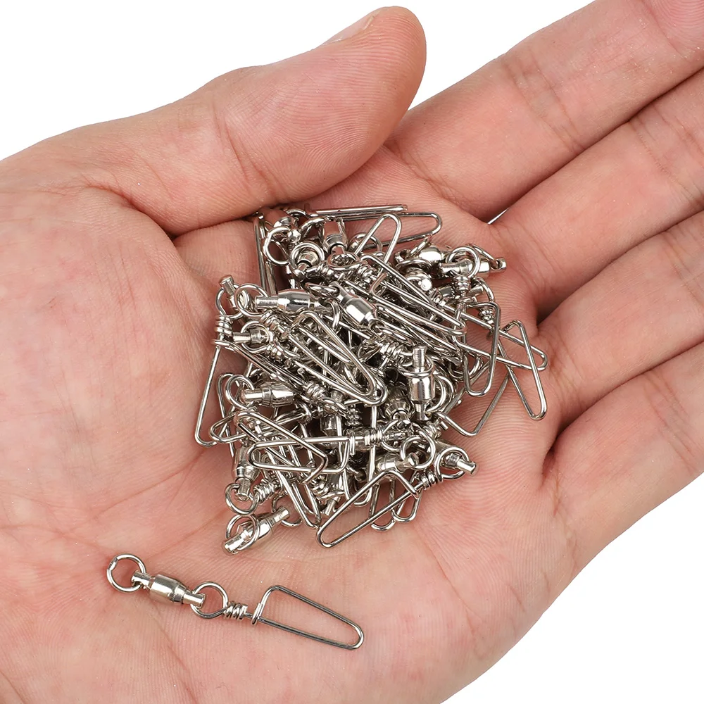 

DONQL 10/20/50pcs Bearing Stainless Steel Fishing Connector Rolling Swivel Solid Ring Fishhook Lure Tackle Accessories
