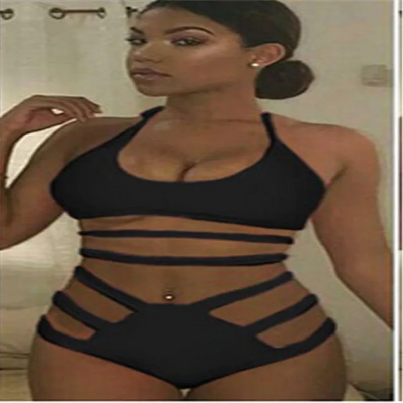 2017 Женский бразильский слитный купальник сексуальный однотонный купальный