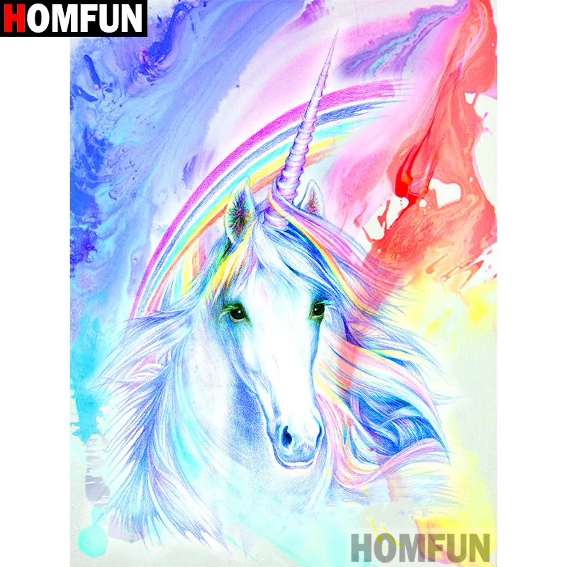 Алмазная живопись HOMFUN мультяшный Единорог алмазная вышивка с полными