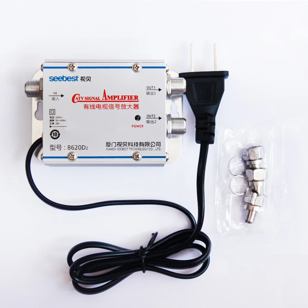 Dlenp Усилитель ТВ сигнала AC 220V 2 Way CATV кабель усилитель антенны Набор сплиттеров