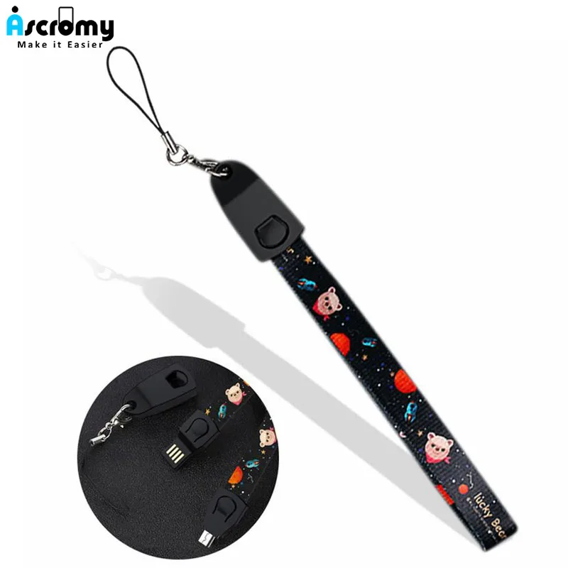 Ascromy милый ремень для телефона ремешок на запястье шнур usb зарядный кабель 5 pin 8pin зарядное устройство для iPhone xs все микро-usb для устройств на аndroid type C