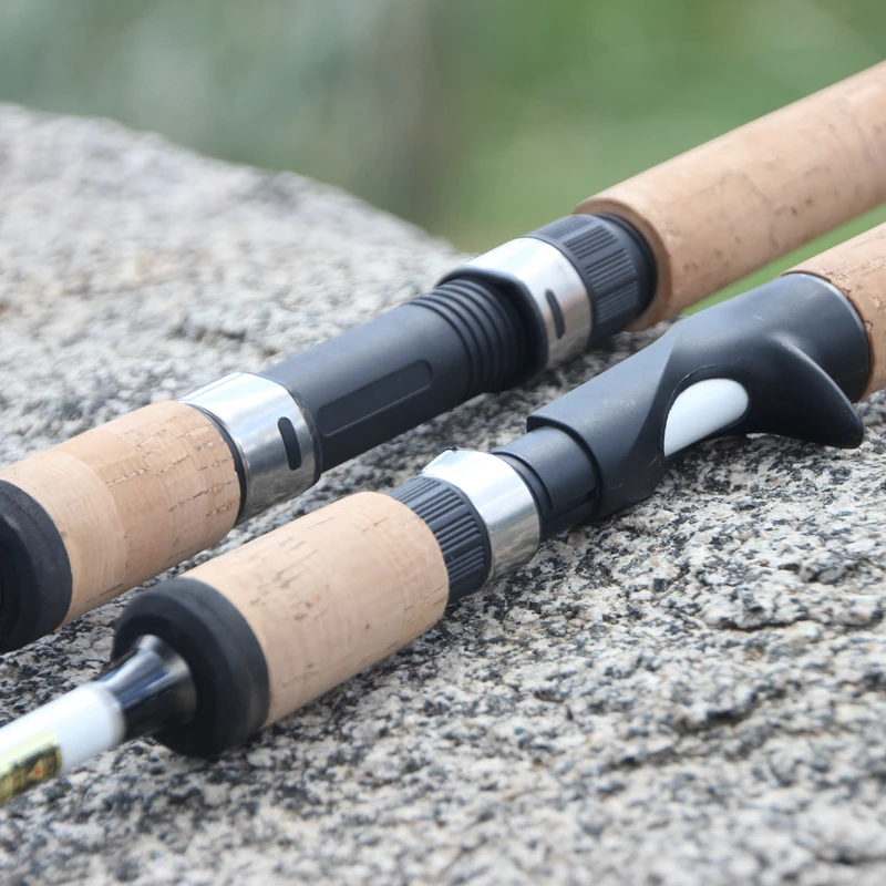 1.8M Carbon Fishing Rod M/ML Power Hand Fishing Tackle Lure Spinning Fishing Trout Rod wooden handle pole Free shipping