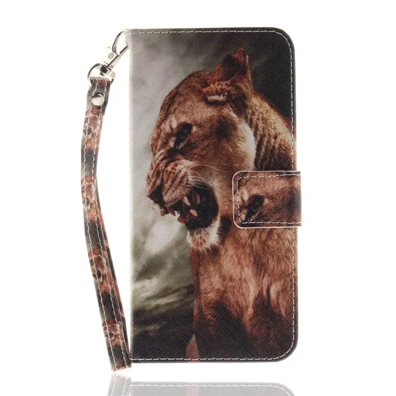 Strong Lion Чехол для Apple iPhone X Xs Max Xr 6 6 s 7 8 Plus 5 5S SE чехол Модный волк Лев кошелек Подставка Кожаный силиконовый держатель Чехол P26G - Цвет: Strong Lion