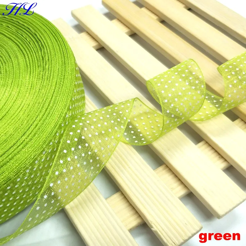 

HL30 yards 1" mix color printed dots organza ribbon DIY weaving sewing accessories packing belt wedding festival decoration A855