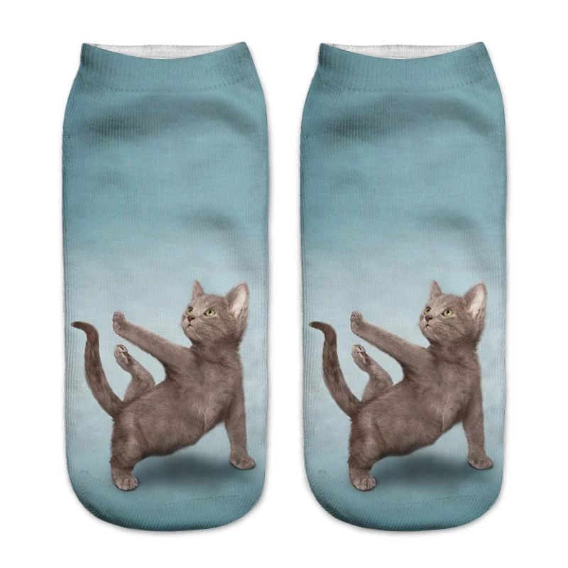 ZHBSLWT New Hot Lovely Cat Pattern 3D Print Animal Women Socks Casual Cartoon Unisex Low Cut Ankle Socks-003 | Женская одежда